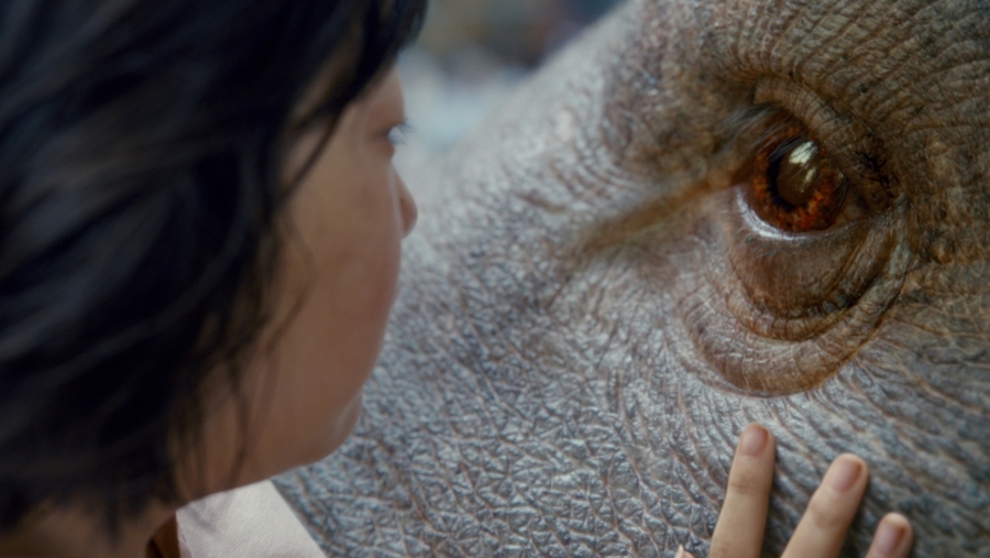 The movie's protagonist Mija forms a deep bond with her giant pet Okja. The movie's protagonist Mija forms a deep bond with her giant pet Okja.